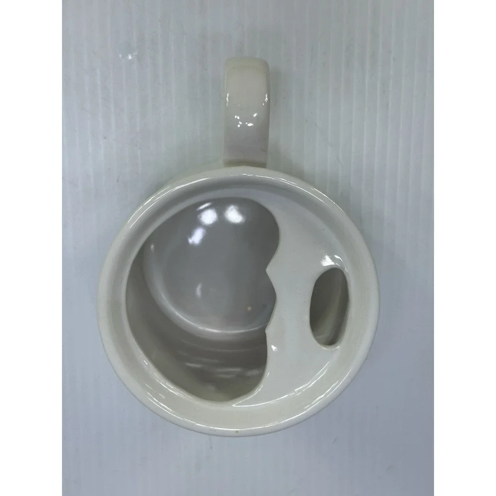 Vintage Ceramic Mans Face Mustache Mug Coffee Top Hat Bow Tie White